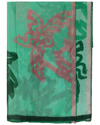 Mcm Women's Green Allover Logo Print Silk Wool Large Scarf Shawl