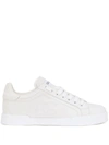 Dolce & Gabbana Portofino Low-top Leather Sneakers With Lateral Monogram In Neutral