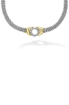 Lagos 18k Yellow Gold & Sterling Silver Embrace Diamond Xo Beaded Collar Necklace, 15 In Silver
