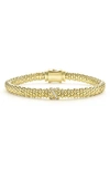 Lagos 18k Yellow Gold Embrace Diamond X Caviar Bead Bracelet In Gold Metallic