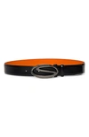 SANTONI REVERSIBLE LOGO BUCKLE LEATHER BELT