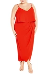 CITY CHIC CITY CHIC V-NECK OVERLAY GOWN