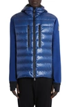 MONCLER QUILTED HOODED DOWN & JERSEY CARDIGAN