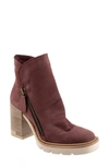 Bueno Elliott Block Heel Bootie In Dark Wine Nubuck