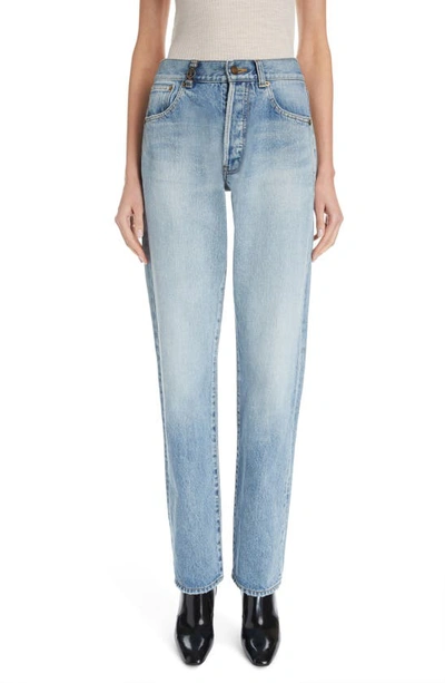 Saint Laurent Cassandre Straight-leg Jeans In Blue