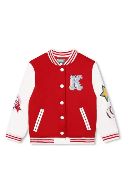 Kenzo Kids' Red Jacket For Boy With Logo And Tiger