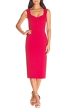 DRESS THE POPULATION DRESS THE POPULATION ELLE SWEETHEART NECK SHEATH MIDI DRESS