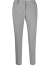 Peserico Cropped Cigarette Trousers In Grey