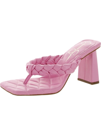 Jessica Simpson Zaliye Womens Faux Leather Slip-on Heels In Multi