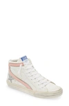 Golden Goose Slide High Top Sneaker In White/ Silver/ Pink