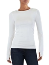 Blanc Noir Womens Crewneck Perforated Pullover Top In Black