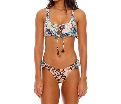 Agua Bendita Martina Cardumen Top In Blue Multi In Brown