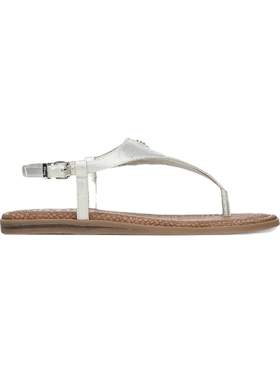 Circus By Sam Edelman Carolina Womens Faux Leather Buckle Thong Sandals In White