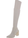 Steve Madden Tanzee Womens Faux Leather Pointed Toe Over-the-knee Boots In White
