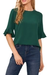Cece Womens Solid Bell Sleeve Blouse In Green