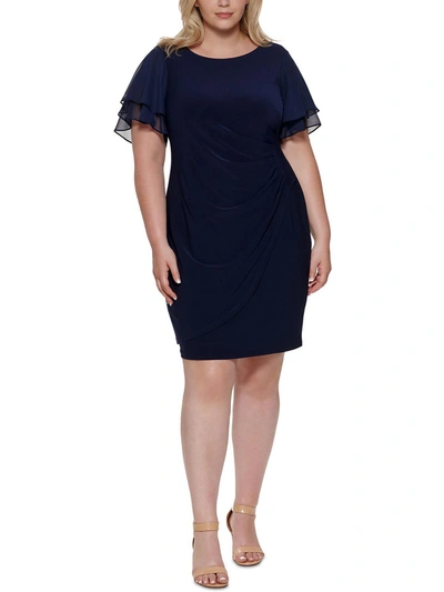 Jessica Howard Womens Ruched Mini Sheath Dress In Blue