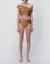 Simkhai Millie Satin Bikini Bottom In Brown