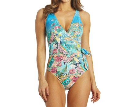 Johnny Was Mixi One Piece Swimsuit Wrap Style In Multi In Green