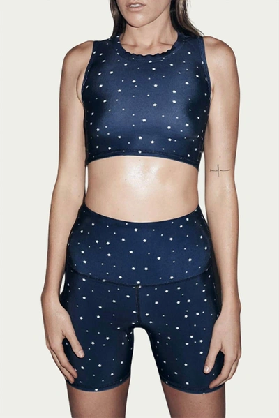 Salt Gypsy Betty Crop Swim Top In Navy Star In Blue