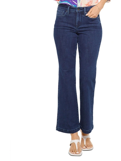 Nydj Womens Denim Stretch Mid-rise Flare Jeans In Blue
