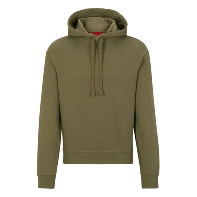 Hugo Boss Relaxed-fit Cotton Hoodie With Contrast Logo In Light Green