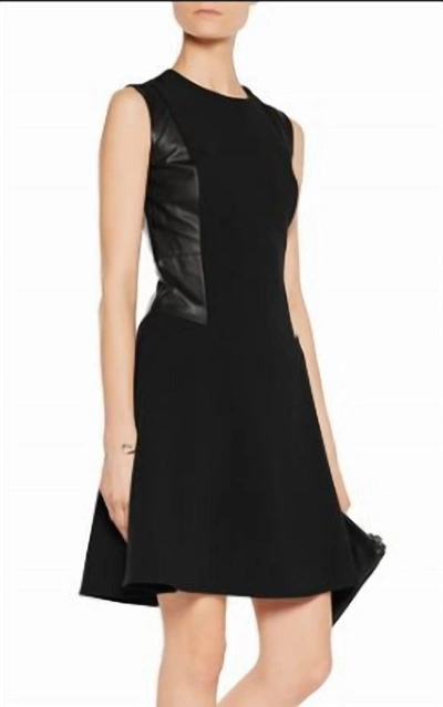 L Agence Stephanie Knit & Leather Flared Dress In Black