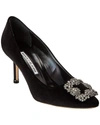 Manolo Blahnik Hangisi 70 Embellished Velvet Pumps In Black