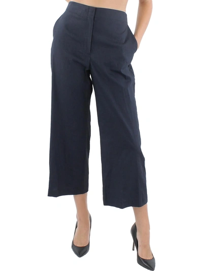 Theory Womens Linen Straight Wide Leg Pants In Nocturne Navy