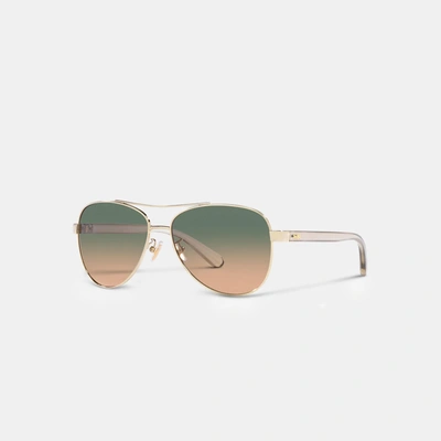 Coach Outlet Horse And Carriage Pilot Sunglasses In Green Yellow Gradient