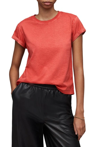 Allsaints Anna Organic Cotton Tee In Cranberry Red
