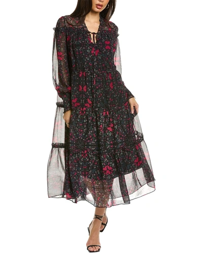 Ted Baker Womens Black Ellyah Abstract-print Chiffon Midi Dress