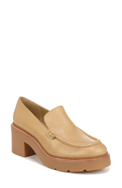 Vince Rowe Platform Leather Loafers In Beige