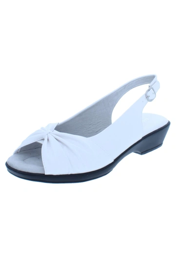 Easy Street Fantasia Womens Gathered Slip On Slingback Sandals In White