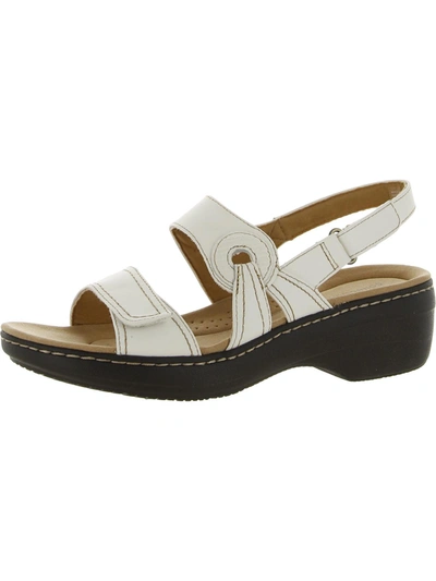 Clarks Merliah Opal Womens Leather O-ring Wedge Sandals In White