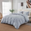 PUREDOWN Peace Nest Solid Faux Flax Linen Duvet Cover Sets - Luxurious Comfort