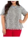 Maree Pour Toi Tweed Fringe Blouse In Black Tweed In Grey