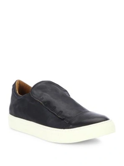 John Varvatos Reed Laceless Calfskin Low Trainers In Black