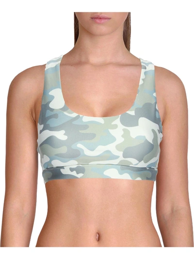 Spiritual Gangster Studio Womens Camouflage Fitness Sports Bra In Green