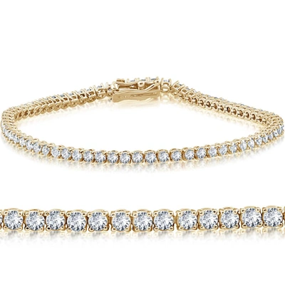 Pompeii3 5 Carat Tw Round Cut Lab Grown Diamond Tennis Bracelet 14k Yellow Gold Lab Grown In Multi