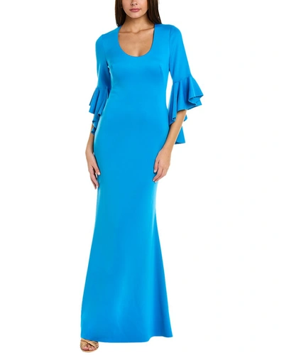 Black Halo Cambria Bell-sleeve Mermaid Gown In Blue