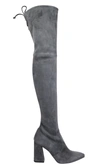 Stuart Weitzman Women's Suede Highstreet Chunky-heel Over-the-knee Boot In Grey