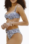 SOAH RILEY LEOPARD-PRINT BUSTIER UNDERWIRE BIKINI TOP IN BLACK/WHITE LEOPARD