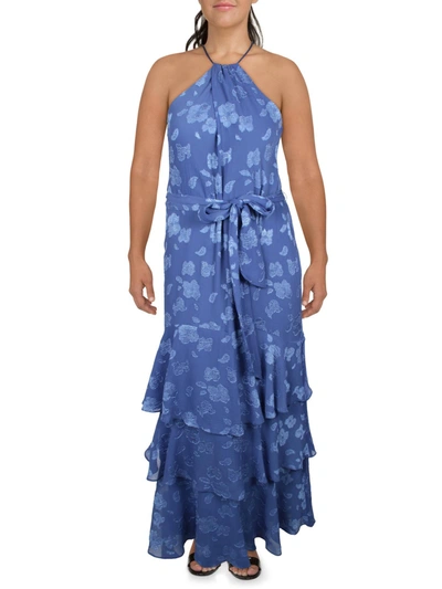 Lauren Ralph Lauren Womens Maxi Adjustable Halter Dress In Blue