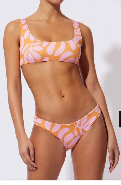 Solid & Striped The Elle Bottom In Printed Sheenluxe Leaf Print In Pink