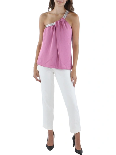 Ramy Brook Socall Womens Embellished One Shoulder Blouse In Pink