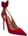 Aquazzura Bow Tie 85 Suede Pumps In Red