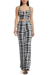 DRESS THE POPULATION JACKSON PLAID BUSTIER CROP TOP & PANTS