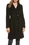 DIANE VON FURSTENBERG WOOL WRAP COAT IN BLACK