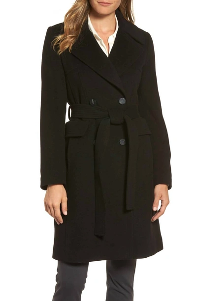 Diane Von Furstenberg Wool Wrap Coat In Black