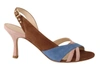 Gia Couture Multicolor Suede Leather Slingback Heels Sandals Shoes In Multi